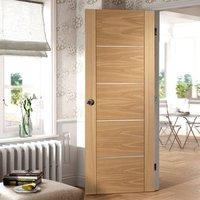 Simpli Fire Door Set, Portici Oak Fire Door, Aluminium Inlay - Pre-finished