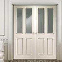 Simpli Double Door Set, Victorian Door - Clear Safe Glass - Primed