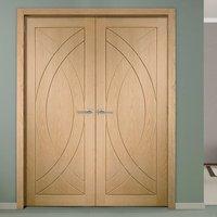 Simpli Double Door Set, Treviso Oak Flush Door - Prefinished