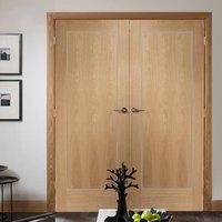 Simpli Double Door Set, Varese Oak Flush Door with Aluminium Inlay - Prefinished