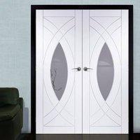 Simpli Double Door Set, Treviso Door - Clear Safe Glass - Primed