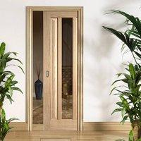 Single Pocket Kilburn 1 Light Oak Door with Clear Safety Glass