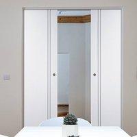 Sierra Blanco White Painted Flush Syntesis Double Pocket Door