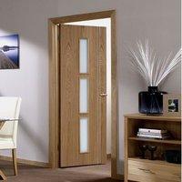 Sierra 3 Light Oak Door with Clear Frosted Glass is Fully Prefinished