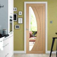 Simpli Door Set, Salerno Oak Door with Clear Safety Glass - Without Decoration