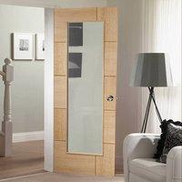 Simpli Door Set, Ravenna Oak Door - Clear Safe Glass - Prefinished