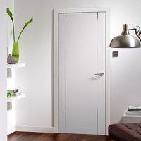 Simpli Door Set, Forli White Flush Door with Aluminium Inlay - Prefinished