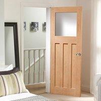 Simpli Door Set, DX 1930\'s Oak Door - Obscure Safe Glass - Prefinished