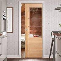 Single Pocket Palermo Oak 2XG Door with Clear Etched Safe Glass