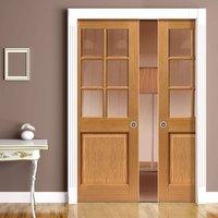 Simply Oak Arden Double Pocket Doors - Clear Glass