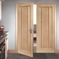 Simpli Double Door Set, Worcester Oak 3 Panelled Door - Prefinished