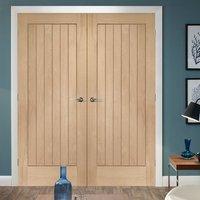 Simpli Double Door Set, Suffolk Oak Door - Vertical Lining - Prefinished