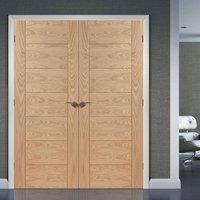 simpli double door set palermo oak flush door panelled effect prefinis ...