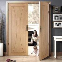 Simpli Double Door Set, Verona Oak Flush Door - Prefinished