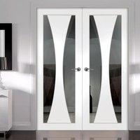 Simpli Double Door Set, Verona Door - Clear Safe Glass - Primed