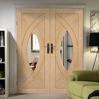 Simpli Double Door Set, Treviso Oak Door - Clear Safe Glass - Prefinished