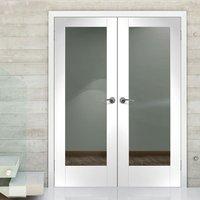 simpli double door set patt 10 primed door clear safe glass