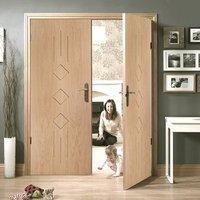 Simpli Double Door Set, Altino Oak Flush Door - Prefinished