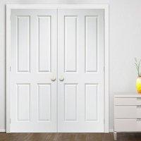 Simpli Double Door Set, Victorian 4 Panelled Door - Grained - Primed