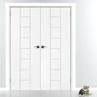 Simpli Double Door Set, Messina Flush Door - Primed