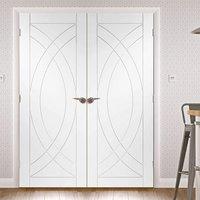 Simpli Double Door Set, Treviso Flush Door - Primed