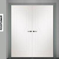 Simpli Double Door Set, Potenza White Flush Door - Prefinished