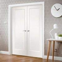 Simpli Double Door Set, Cesena White 1 Panel Door - Prefinished