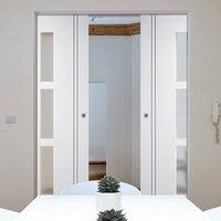 Sierra Blanco Syntesis Double Pocket Door with Frosted Safety Glass is White Painted