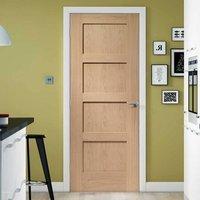 Simpli Door Set, Shaker Oak 4 Panelled Door - Prefinished