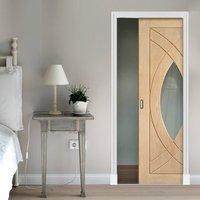 Single Pocket Treviso Oak Door with Clear Safe Glass