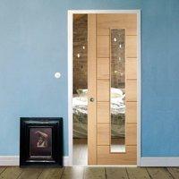 Single Pocket Palermo Oak Door with 1 Pane of Clear Safe Glass