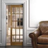 Single Pocket SA 15 Pane Oak Door with Bevelled Clear Safe Glass
