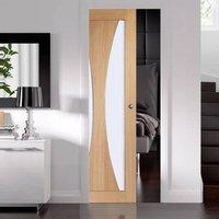 single pocket verona oak door with obscure safe glass