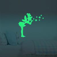 Sit Tinker Bell Fluorescent Luminous Switch Wall Stickers Glow In Dark Stars Home Decoration Fairy Glitter Wing Decal