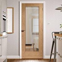 Simpli Door Set, Patt 10 Oak Door - Clear Safe Glass - Prefinished