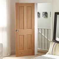 Simpli Door Set, Victorian Oak 4 Panelled Door - No Raised Mouldings - Prefinished