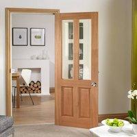 Simpli Door Set, Malton Oak Door - No Raised Mouldings - Bevelled Clear Glass - Prefinished