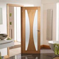 Simpli Door Set, Verona Oak Door with Obscure Safety Glass - Without Decoration