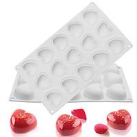 Silicone 15 Hole Heart-Shaped Non-Stick Mousse Mold Chocolate Bread Dessert Cake Decorators Baking Supplies