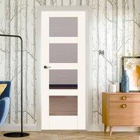 Simpli Door Set, Shaker 4 Pane Door - Clear Safe Glass - Primed