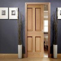 Single Pocket Victorian Oak 4 Panel Door - Raised Mould