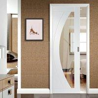 Single Pocket Salerno Primed Door, Clear Safe Glass