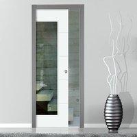 Single Pocket Ravenna Primed Door, Clear Safe Glass