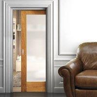 single pocket pattern 10 shaker oak door with obscure safe glass