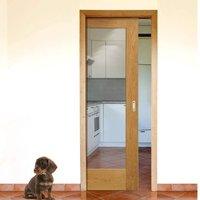 Single Pocket Pattern 10 Oak Door with Clear Safe Glass - Prefinished