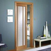 Single Pocket Worcester Oak 3 Pane Door with Clear Safe Glass - Prefinished