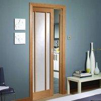 single pocket worcester oak 3 pane door with clear safe glass prefinis ...