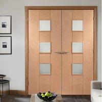 Simpli Double Door Set, Messina Oak Door - Clear Safe Glass - Prefinished
