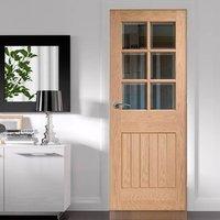 Simpli Door Set, Suffolk Oak 6 Light Door - Bevelled Clear Glass - Prefinished
