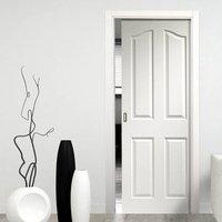 Single Pocket Sentinel Primed 4 Panel Door with Woodgrained Effect